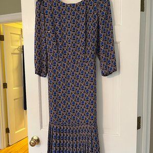 Boden Dress-Sz UK14, US10. Black Background, Multi-color pattern, Midi